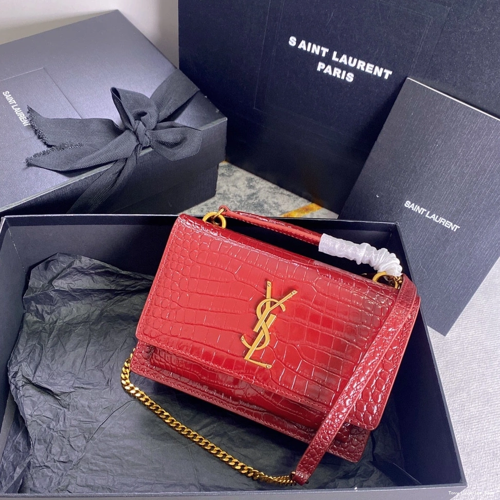Tony Luxuries SUNSET YSL SHINY LEATHER CROCODILE-EMBOSSED IN 0805